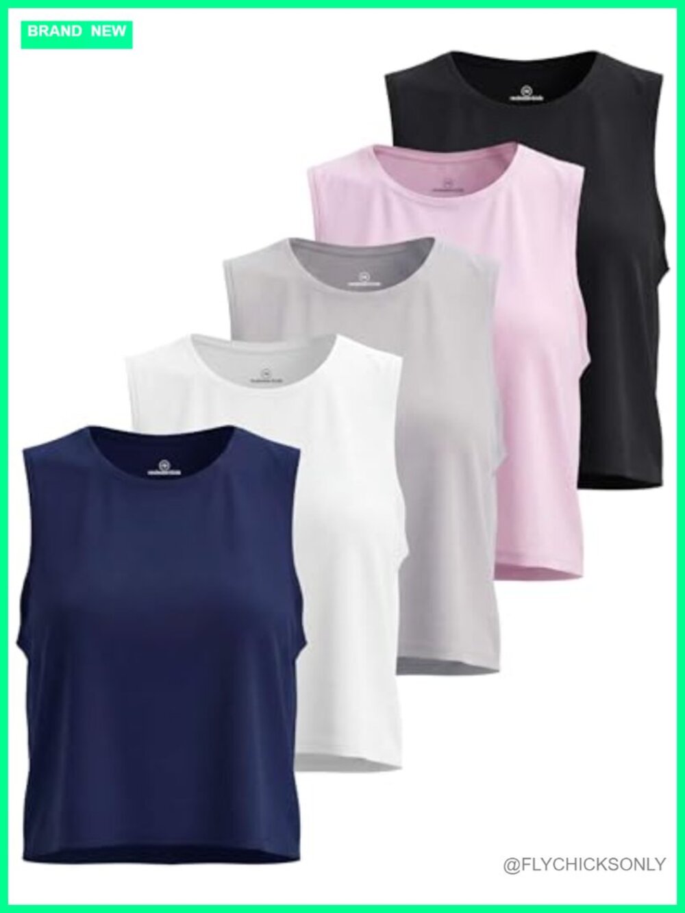 5 Pack Women's Dry Fit Crop Tank Tops Sleeveless Athletic Workout Gym Yoga